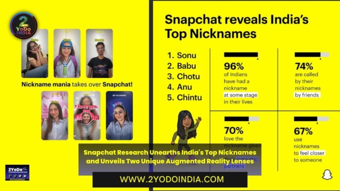 Snapchat Research Unearths India's Top Nicknames and Unveils Two Unique Augmented Reality Lenses | 2YODOINDIA
