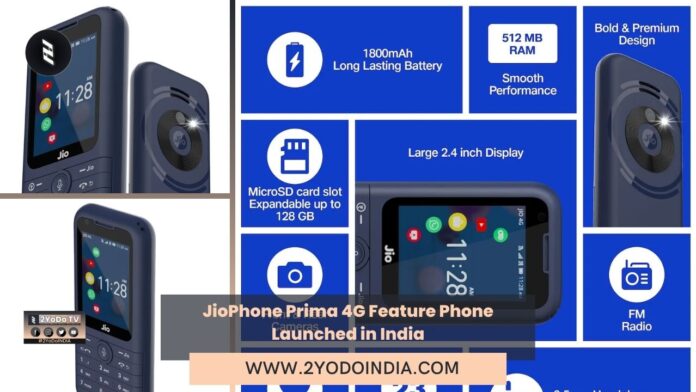 JioPhone Prima 4G Feature Phone Launched in India | Price in India | Specifications | 2YODOINDIA