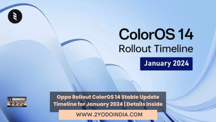 Oppo Rollout ColorOS 14 Stable Update Timeline for January 2024 | Features of ColoroS 14 | Details Inside | 2YODOINDIA